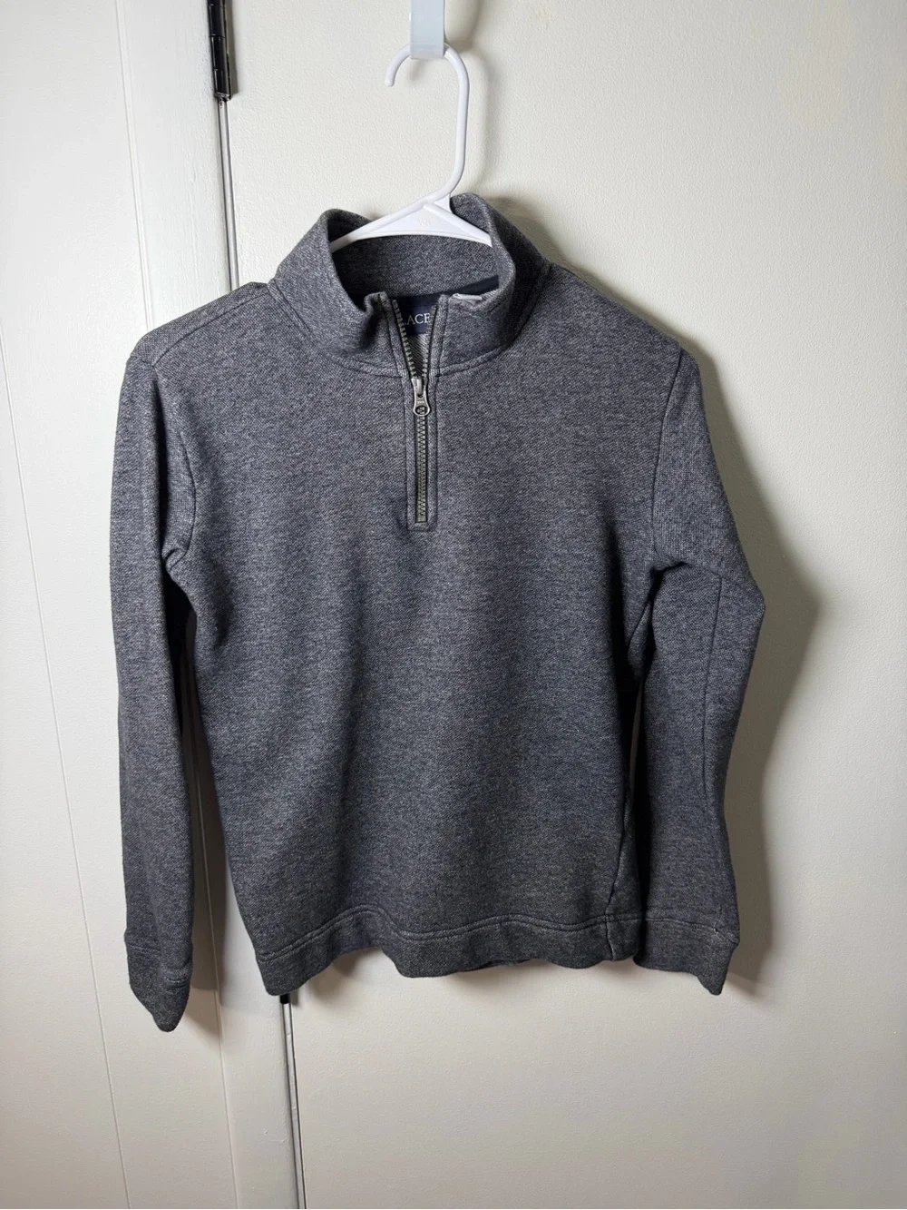 The Children’s Place Boys Quarter‑Zip Pullover | Size L (10/12) | Gray
